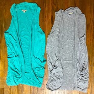 Two sleeveless summer cardigans